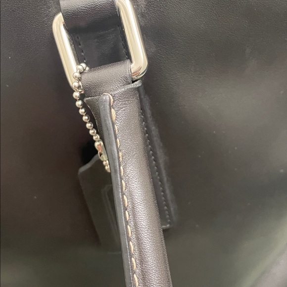 Coach Black Leather Handbag with Silver Accents